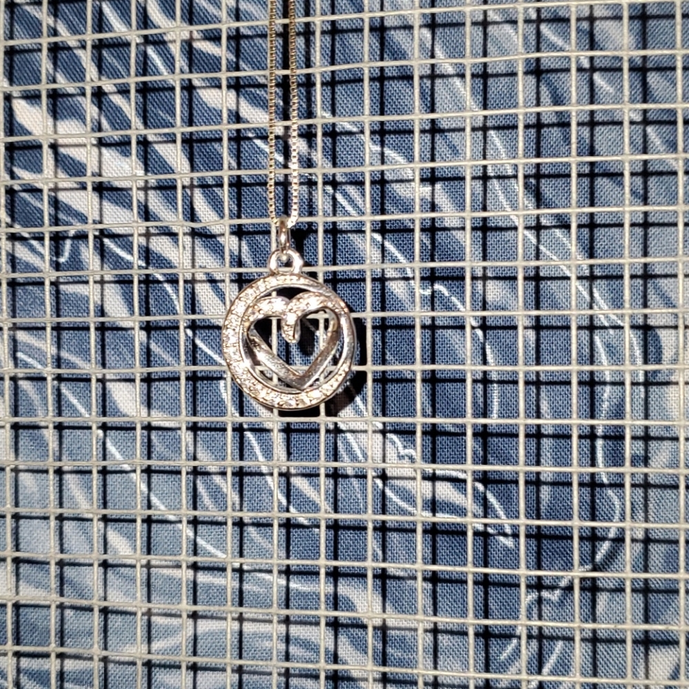 A Diamond Heart Necklace, Silver